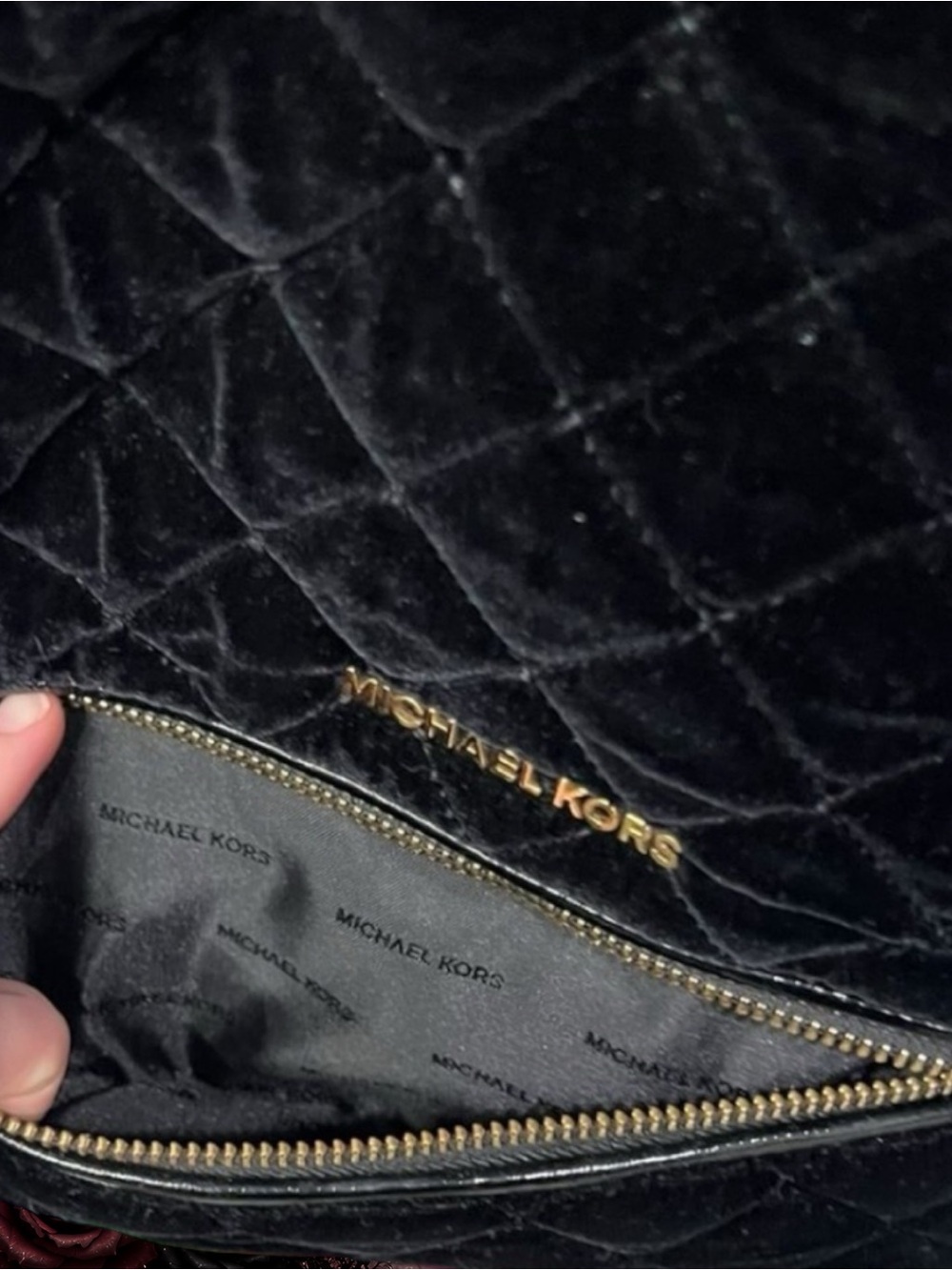 Preowned Michael Kors Black Quilted Velvet Backpack Bag – EUC - Picture 8 of 8